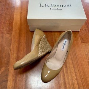 LK Bennett Maddox Tan Patent Leather Wedges
